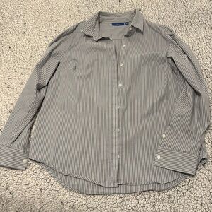 Button down cotton shirt M grey striped